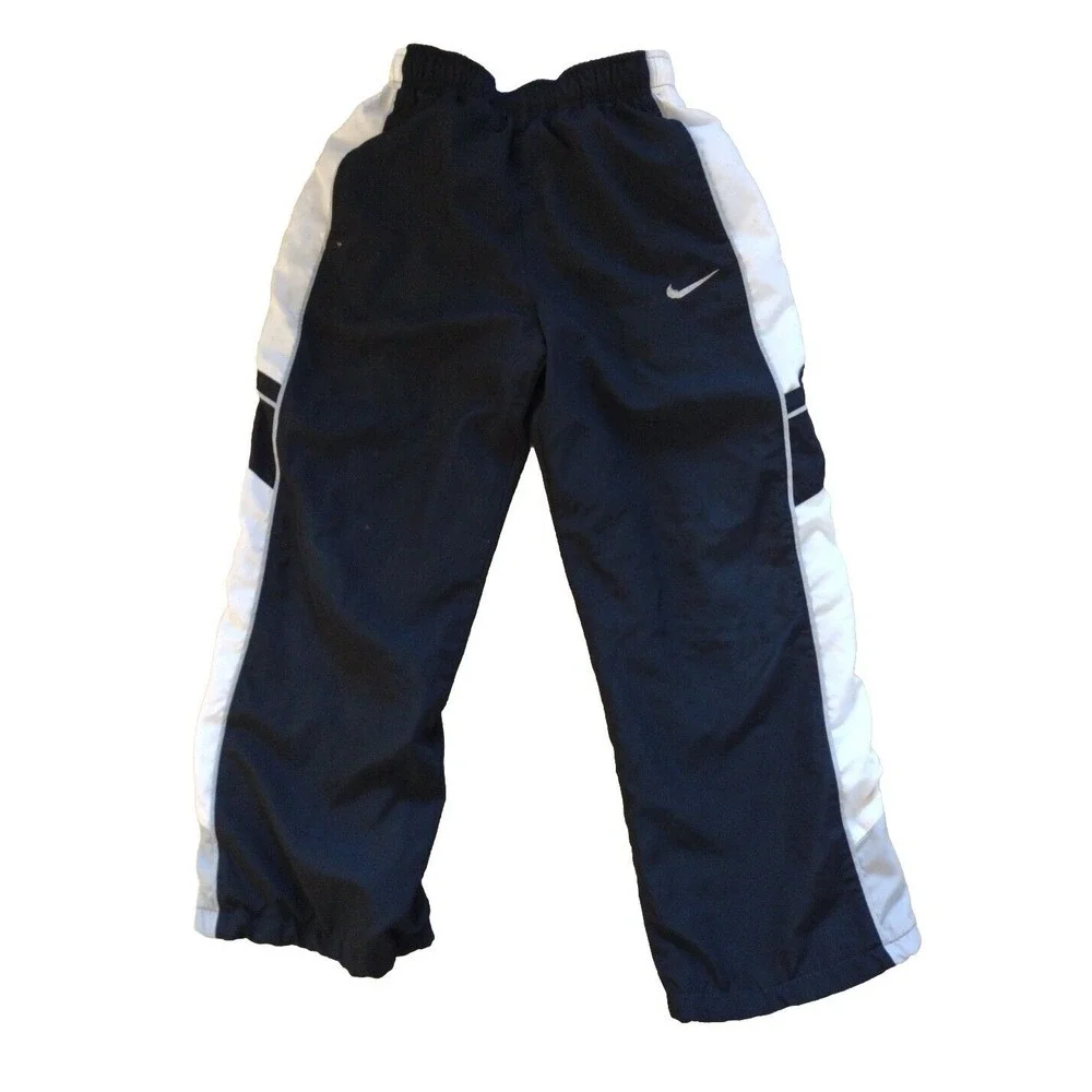 Nike Pants Boys Large Black White THERMA Fleece DRI-Fit Elastic‎ Pull On